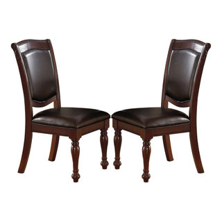 Flash Furniture Hercules King Louis Faux Leather Dining Side Chair in Black