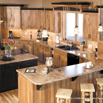Door style: Pendleton RSP | Species: Rustic Hickory | Finish: Amber