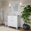 Polaris Bathroom Vanity, Single Sink, 30", Pure White, Freestanding With Mirror