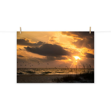 Seaside Themed Wall Art: Anna Maria Island Cloudy Beach Sunset 1 Print, 16" X 20"