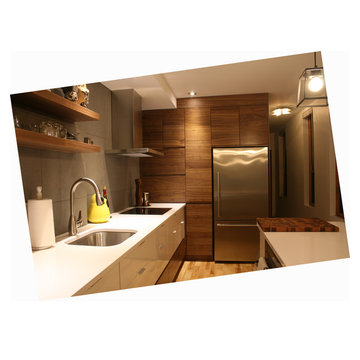 White & walnut