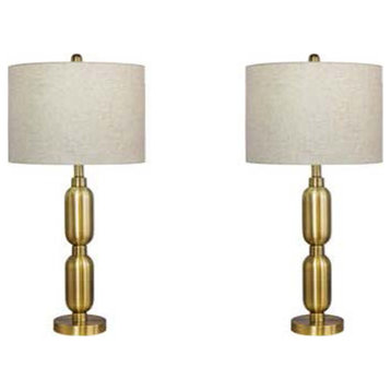 Mid-Century Stacked Table Lamp, Set of 2, Antique Brass