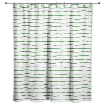 Painted Stripes Green 1 71x74 Shower Curtain