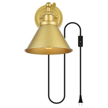 Living District Blaise 1-Light Brass Plug in Wall Sconce