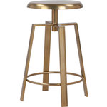 Meridian Furniture - Lang Iron Adjustable Bar/Counter Stool, Gold - Versatility comes to the forefront when you bring home this Lang bar and counter stool. This height of this stool is totally adjustable from a minimum of 24 inches to a maximum of 29 inches, so you can use it in an array of spaces. The stool is made from metal for a sturdy demeanor and has a rich gold finish for an elegant look.