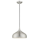Livex Lighting - Livex Lighting 41172-66 Metal Shade - 11.75" One Light Mini Pendant - The modern, minimal look comes in a chic brushed aMetal Shade 11.75" O Brushed Aluminum Bru *UL Approved: YES Energy Star Qualified: n/a ADA Certified: n/a  *Number of Lights: Lamp: 1-*Wattage:60w Medium Base bulb(s) *Bulb Included:No *Bulb Type:Medium Base *Finish Type:Brushed Aluminum