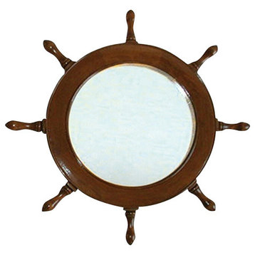 17.5" Wooden Ship Wheel Mirror