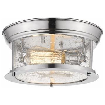 2 Light Flush Mount in Seaside Style - 11 Inches Wide by 5.5 Inches High-Chrome