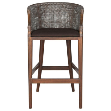 Lilly Bar Stool Brown Brown Cushion, Set of 2