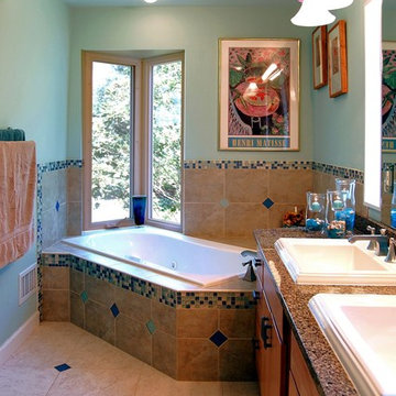 Long narrow master bathroom