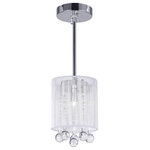 CWI Lighting - Water Drop 1 Light Drum Shade Mini Pendant With Chrome Finish - The Water Drop 1 Light Pendant will polish off a room with drama and character. This single-bulb mini pendant comes in three shade varieties: white shade, black shade, and silver shade. The 6 inch drum shade features hanging crystal beads reminiscent of water drops. A chrome-finished light fixture such as this won't take much of your ceiling space but will make a huge impact on your home's ambiance. Feel confident with your purchase and rest assured. This fixture comes with a one year warranty against manufacturers defects to give you peace of mind that your product will be in perfect condition.