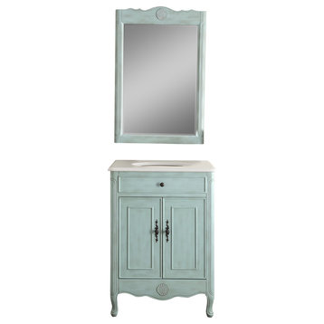 26" Cottage-Style 2-Door Daleville Bathroom Vanity With Mirror Set