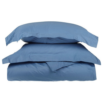 Egyptian Cotton Duvet Cover Pillow Shams set, Medium Blue, King/Cal King