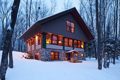 Mountain style two-story mixed siding exterior home photo in Minneapolis