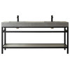 Funes Bath Vanity without Mirror, Matte Black Support, 72'', Grey Stone Top