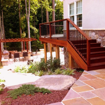 Multilevel Deck with Pergola and Stairway