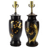 Consigned Japanese Lacquered Vase Lamps Pair
