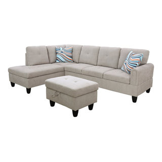 Star Home Living 3PC Left Facing Sectional Sofa with Ottoman