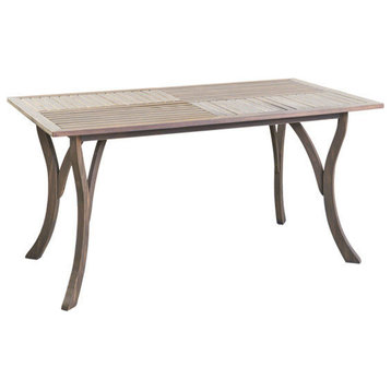 GDF Studio Jaden Outdoor Acacia Wood Rectangular Dining Table, Gray