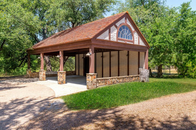 Carport - mid-sized rustic detached three-car carport idea