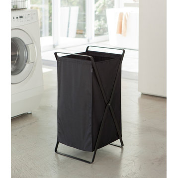 Laundry Hamper, Steel, Holds 11 lbs, Collapsible, Black