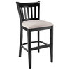 Fully Assembled Vertical Back Wood Counter Stool, Black
