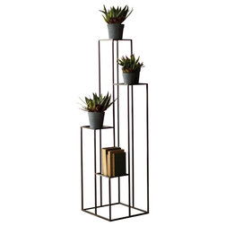Transitional Plant Stands And Telephone Tables Tall Multi-Level Iron Pedestals