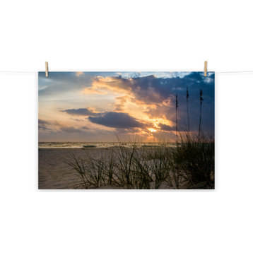 Coastal Style Wall Decor: Anna Maria Island Cloudy Beach Sunset 2 Print, 16" X 20"