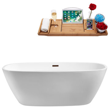 67" Streamline N701ORB Soaking Freestanding Tub and Tray With Internal Drain