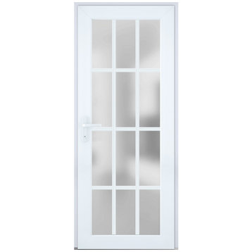 Front Exterior Prehung Door Frosted Glass / Manux 8312 White 36 x 80" Right In
