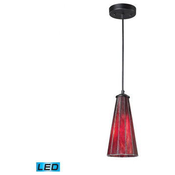12 Inch 9.5W 1 LED Mini Pendant-Inferno Red Glass Color-LED Lamping Type