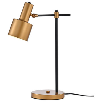 Reine Matte Black & Gold 1-Light Metal Cone Shade Desk Lamp