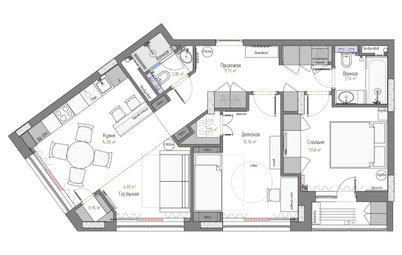 Поиск планировки: 4 плана + финал для квартиры с двумя... кухнями