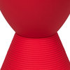 LeisureMod Boyd Storage Side Table Plastic Ribbed End Table, Red