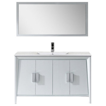 Fine Fixtures Imperial II Collection Vanity With Mirror, White, 48"