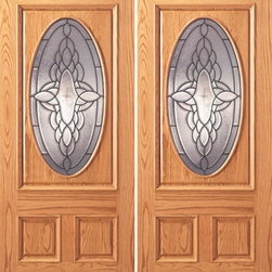 Mahogany Oval Lite Exterior Double Door - Front Doors