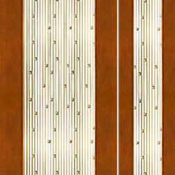 Prehung Prehung 2-1/4" Thick Contemporary Mahogany Door Sidelite Art Glass - Front Doors