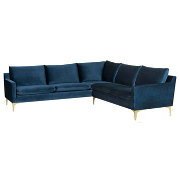 Anders Sectional Sofa, Midnight Blue/Gold
