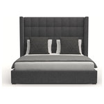 Nativa Interiors - Nativa Interiors Aylet Box Tufted Bed, Charcoal, King, Medium Headboard - With a modern, yet timeless design, the NATIVA Aylet Box Tufting Bed is the representation of strength and order with the perfectly aligned rectangles of its headboard joined by the subtle touch of the buttons in every intersection and delimited by the wings that accompany the entire structure from top to bottom.