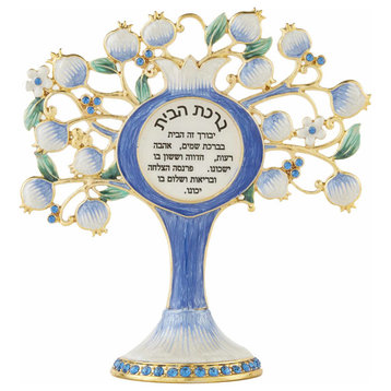 Matashi Hebrew Judaica Tree Shaped Home Blessing Standing Ornament With Crystals