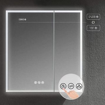 LED Mirror Medicine Cabinet With 3X, Defogger, Dimmer Outlets and USB, 30x32