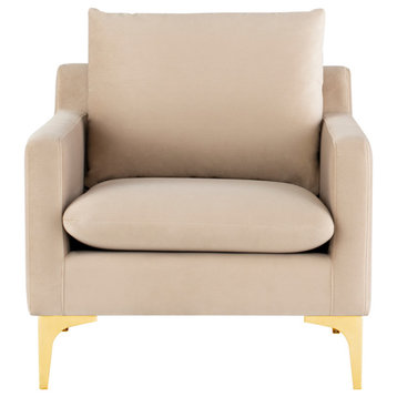 Anders Nude Single Seat Sofa Brushed Gold Legs