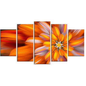 Massive Orange Fractal Flower, Large Floral Canvas Art Print, 60"x32", 5 Panels