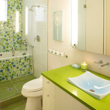 Whimsical children's bed, bath and homework office