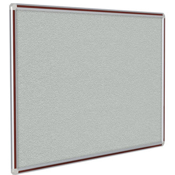 Ghent's Vinyl 4' x 12' Bulletin Board with Mahogany Trim in Gray