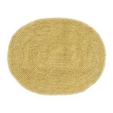 Handwoven and Braided Oval Jute Rug, Natural, 4'6"x6'