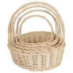 WaldImports - Wald Imports Whitewash Willow Decorative Nesting Storage Baskets, Set of 4 - SET OF 4 WHITEWASH WILLOW BASKETS. Nested set of four white washed willow baskets with handles. Fits liners: L-09 ($0.40) - Small, L-0130 ($2.50) - MD, LG, X-LG - sold separately. Size: X-LG: 14 x 4.5, 15 OAH, LG: 12 x 4, 14 OAH, MD: 10 x 3.5, 11.5 OAH, SM: 9 x 3.25, 10 OAH.