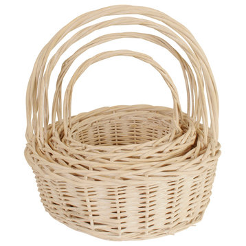 Wald Imports Whitewash Willow Decorative Nesting Storage Baskets, Set of 4
