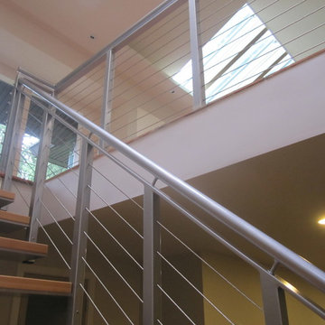 Central Stringer Stair with Cable Guardrail