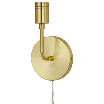 Simone Wall Sconce for Plug-In or Hardwire Installation, Pale Gold Metal